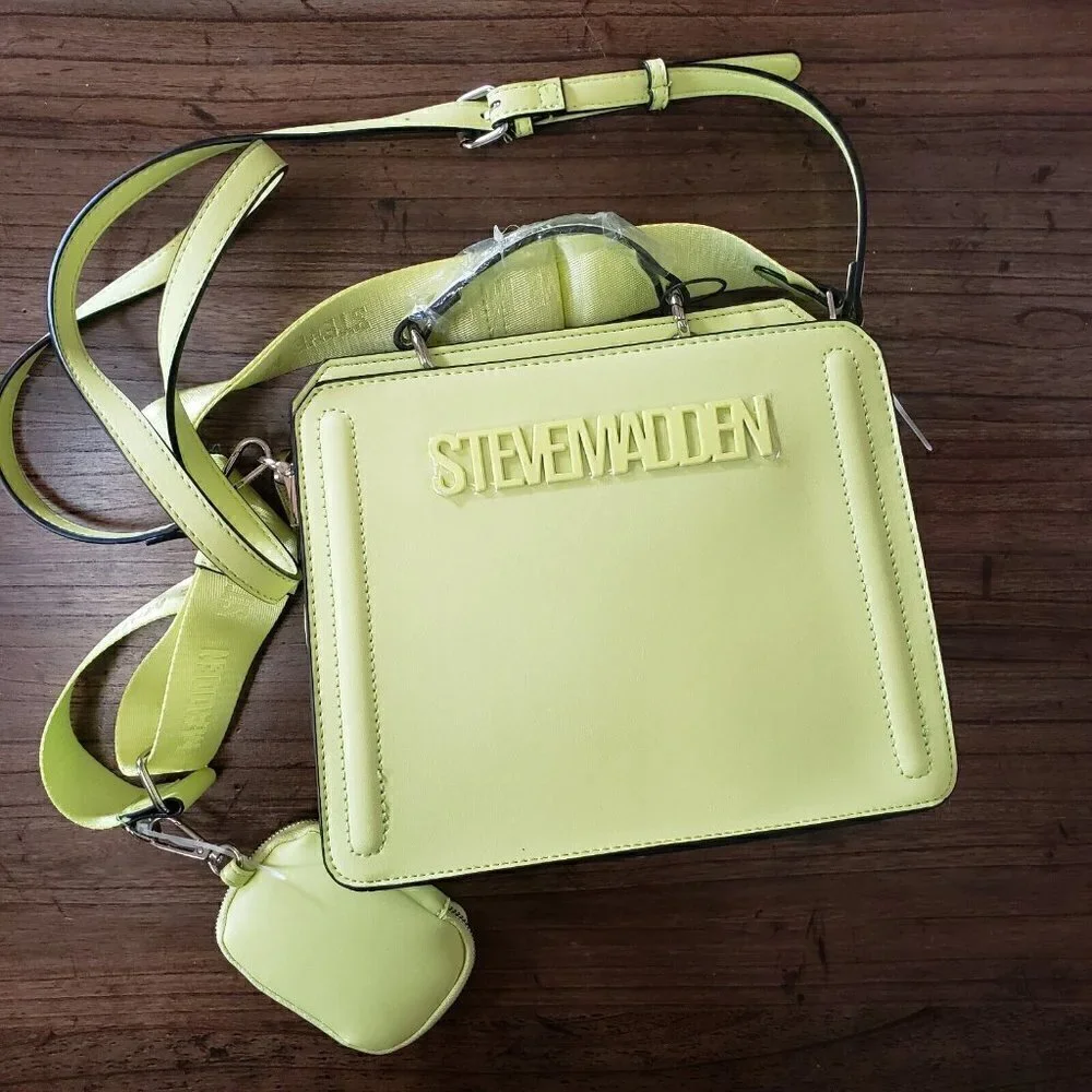Steve Madden Bevelyn Lemon Satchel Crossbody with Coin/Airpod Case NWT